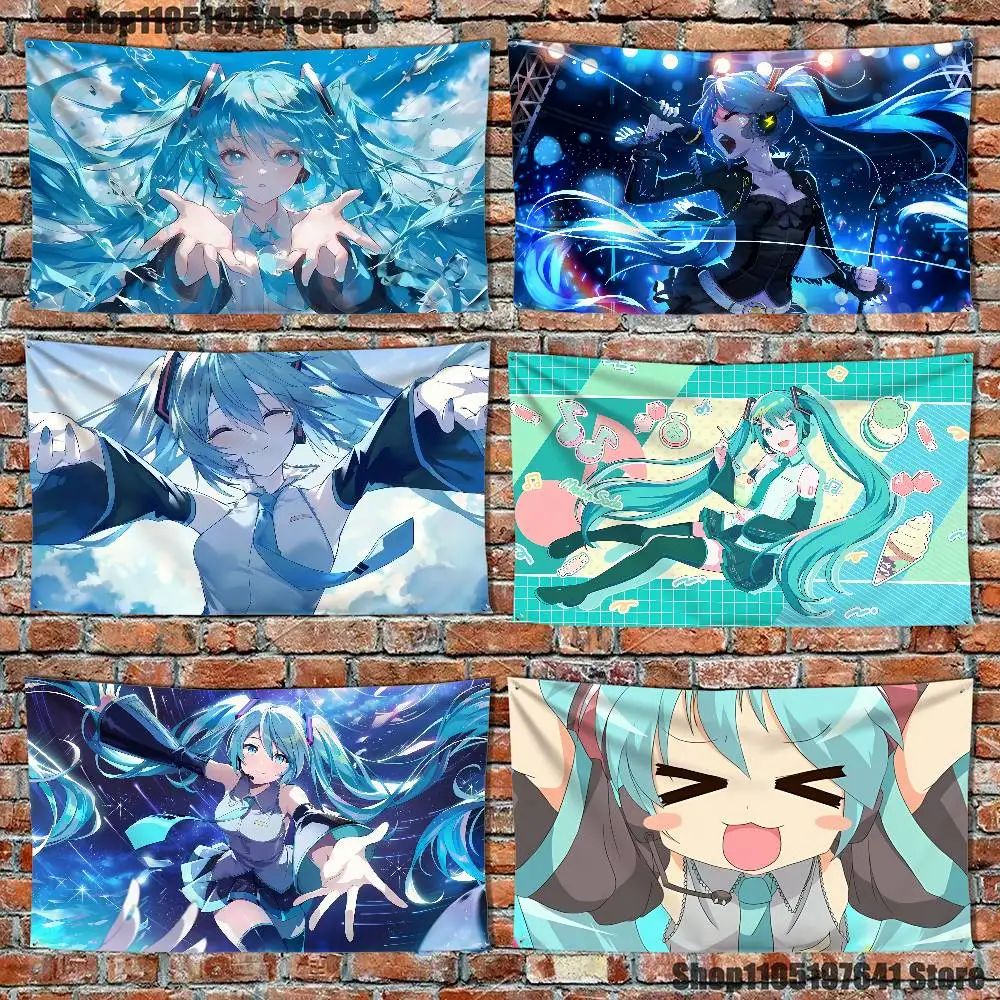 Anime M-MIKU-S Flag Tapestry Banner For Bedroom Outdoor Living Room Restaurant Bar Wall Decor Party