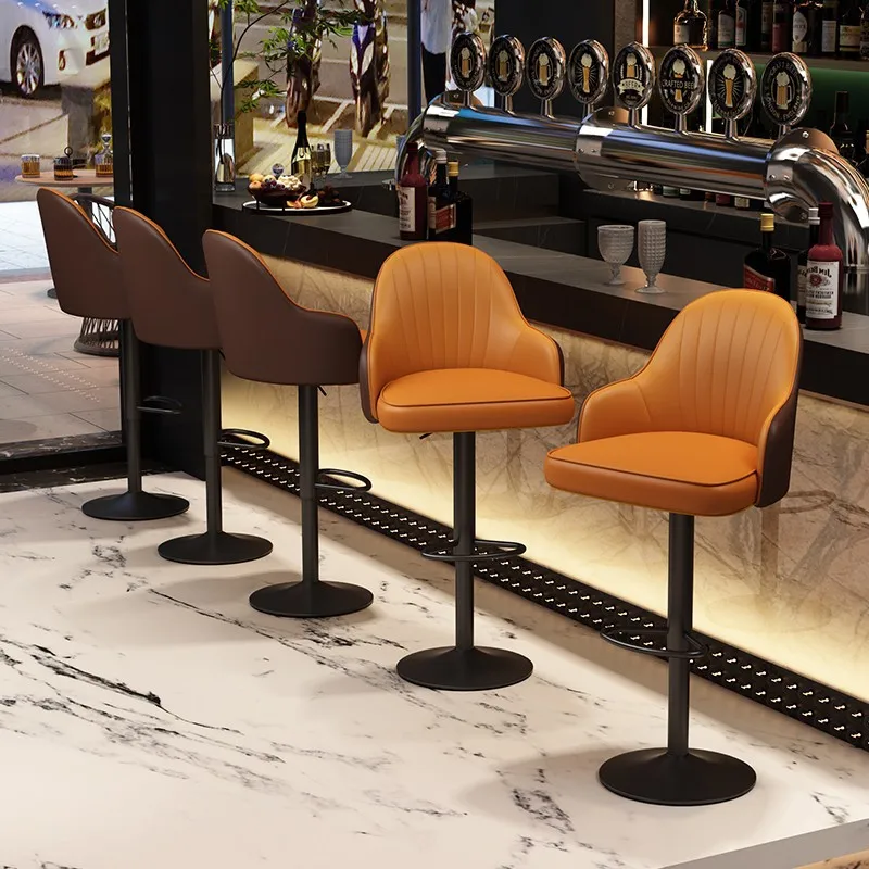 

Bar Chairs Minimalist Ironwork Tall Stool Home Living Room Elevating and Rotating Chair Folding Cashier Backrest Chair Furniture