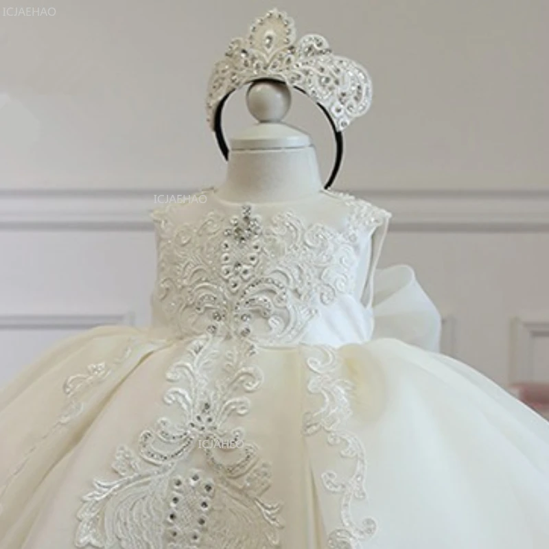 Girls Flower Girl Dress Tutu Princess Gown for Wedding Children First Birthday Party Pageant Christening Celebration Kid Dresses view 4