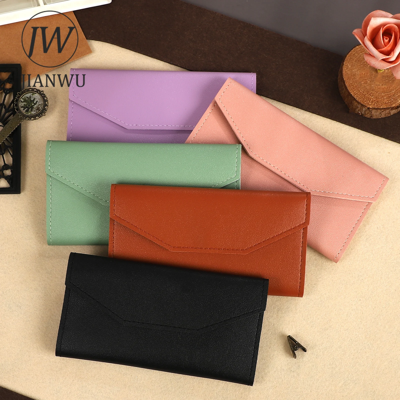 JIANWU Vintage Colorful Multifunctional Handbook Material Collage Leather Tweezers Storage Bag Creative DIY Journal Stationery - view 3