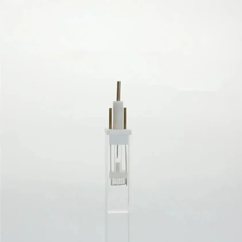 K003 Spectral Micro Electrochemical Cell, All Quartz Fused Optical Quartz Electrolytic Cell, w tym trzy elektrody.