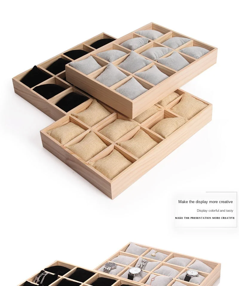 Solid Wood 12 Digit Pillow Plate Watch Bracelet Storage Display Frame - Elegant Organizer for Timepieces And Accessories
