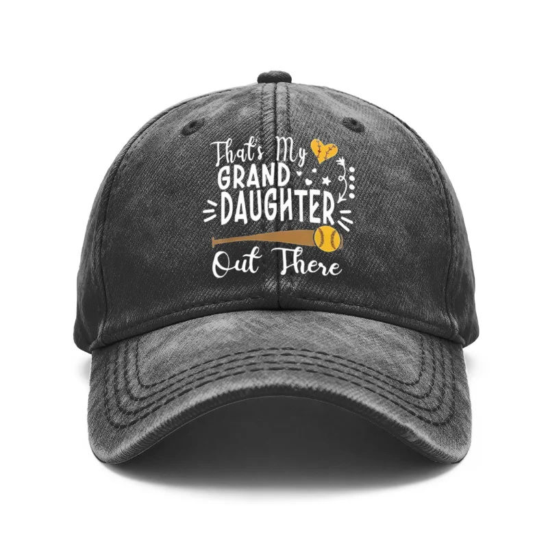 

1pc Vintage Washed Unisex Baseball Caps, That' S My Granddaughter Out There, Softball Design Print, Adjustable, Suitable for Out