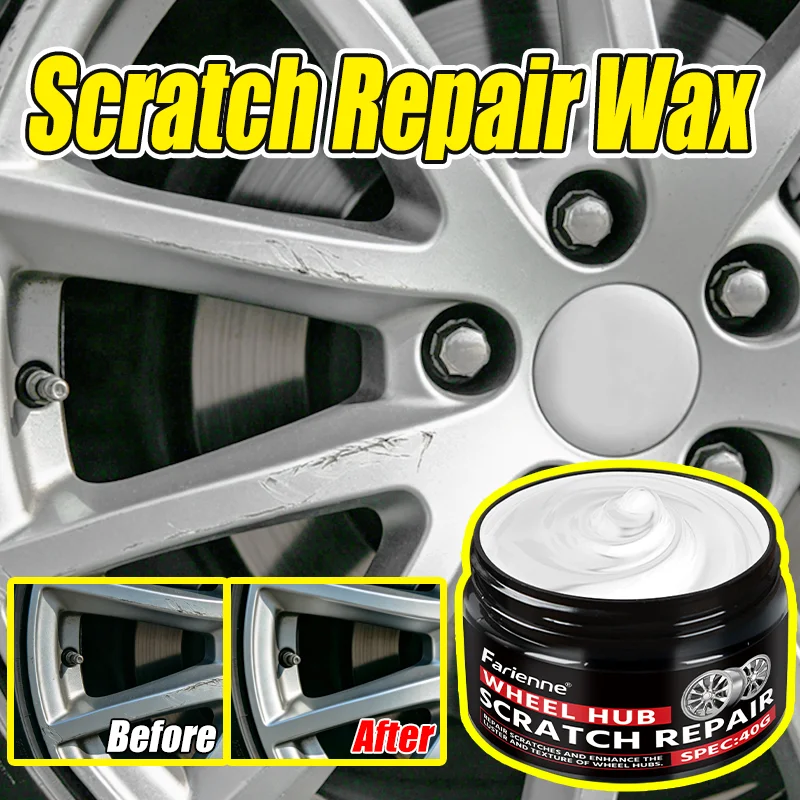 Farienne Wheel Hub Scratch Repair Wax For Alloy Car Rims 40G Metal Oxidation Polish Paste With Cleaning Sponge