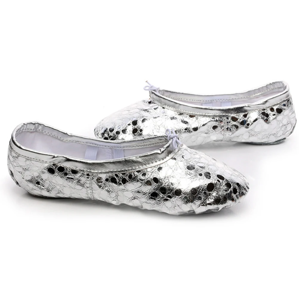 

Children Ballet Dance Shoes Glitter PU Slipper Non Slip Suede Sole Kids Performance Daily Wear