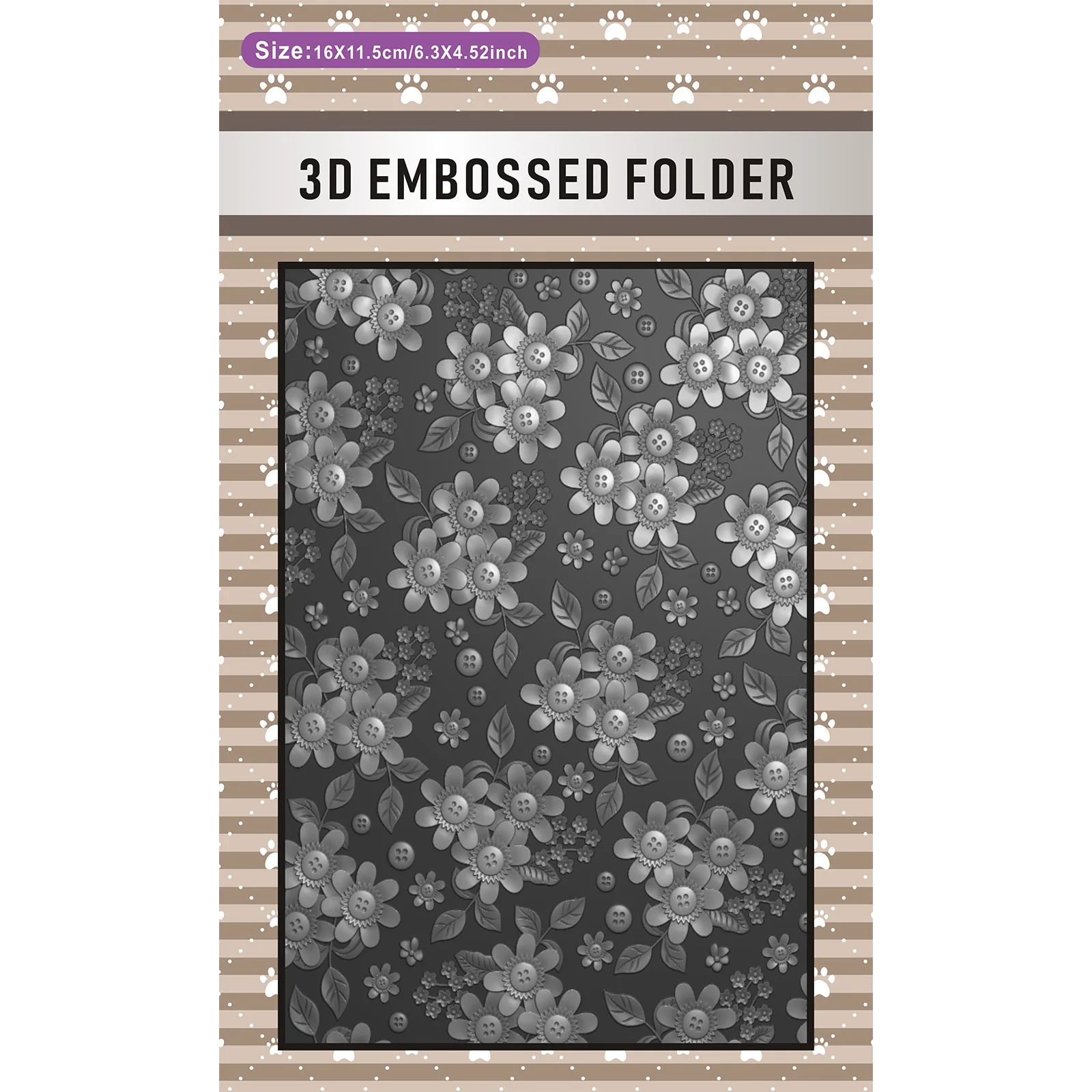 Blooming button pattern design 3D embossed folder, durable plastic, white, festival theme, used for making cards and scrapbooks,