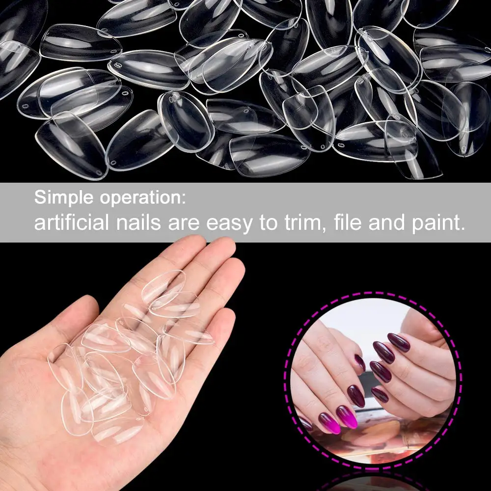 

600pcs/bag Almond Cover Nail Tips Oval Shaped Nail Tips Natural Clear False Coffin Tips Manicure Tool