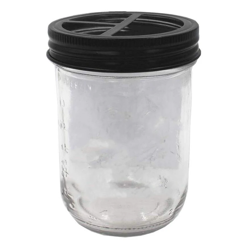 โปรโมชั่น! 2 ชิ้น Jar ผู้ถือแปรงสีฟันฝาปิด - สแตนเลสกันสนิมบ้านไร่ห้องน้ําเคาน์เตอร์ตกแต่ง - สําหรับปากกว้าง Bal