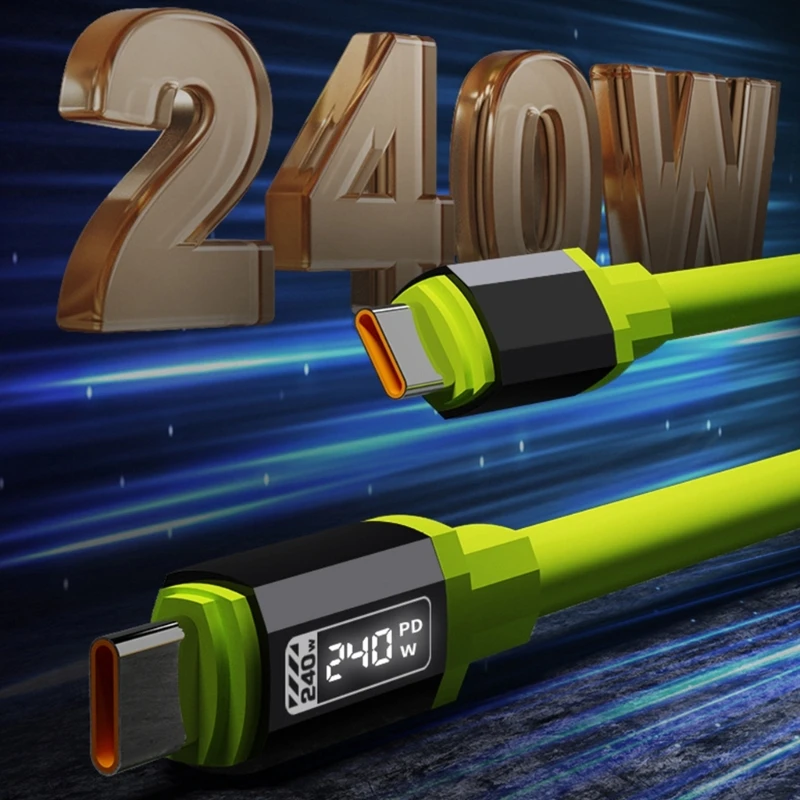 

240W USB C Charging Cable 1.5m Anti Twist Silicone Coating Wide Connection