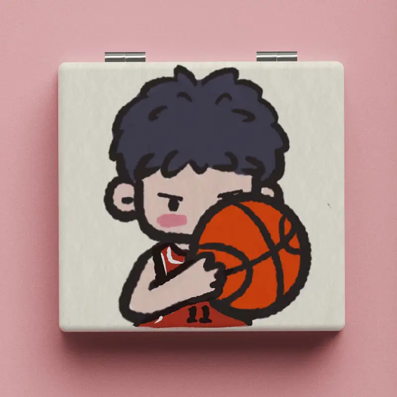 Slam Dunk Hanamichi Sakuragi Rukawa Kaede Mitsui Hisashi อะนิเมะการ์ตูนน่ารักพับกระจกขนาดเล็กสองด้าน touch-up กระจก