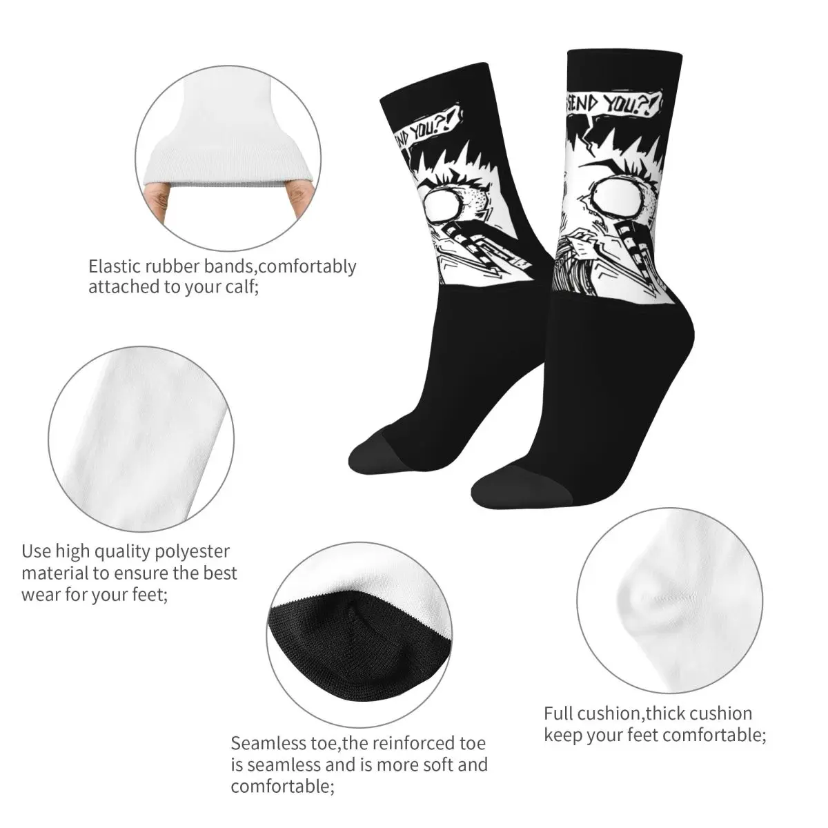 JTHM Invader Zim Socks Men Women Funny Happy Johnny the Homicidal Maniac Socks High Quality Spring Summer Winter Stockings Gift