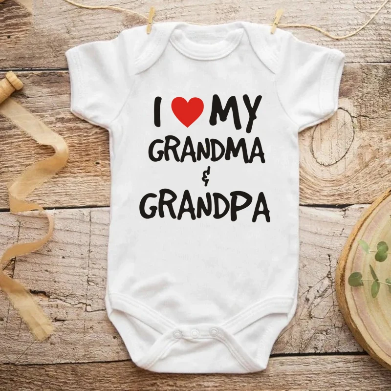 

I Love My Grandma and Grandpa Print Newborn Baby Romper Funny Infant Boys Girls Bodysuit Short Sleeve Cotton Jumpsuit Outfit