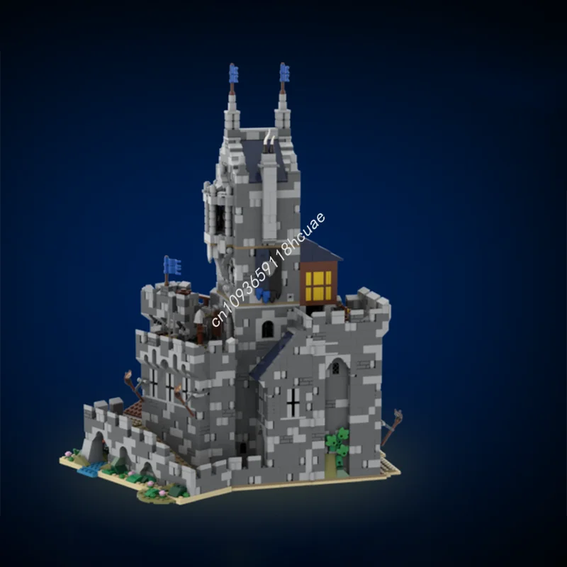 Moc Medieval Mountain Fortress Modular Castle Model Building Blocks Creative Assembly Educational Bricks Toys Kids Holiday Gifts