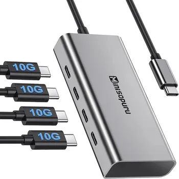 Minisopuru-USBタイプCハブ、4ポート、10gbps、type c to usb c 3.2、gen 2、ラップトップ用拡張ドックアダプター、macbook pro air、USB 3.2