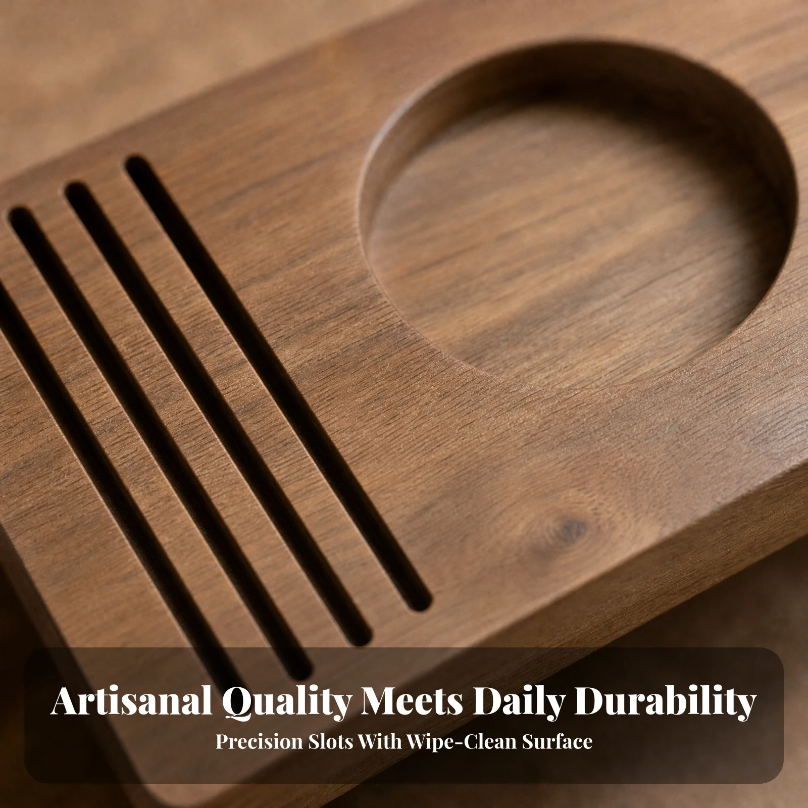 Espresso Equipment Organizer Compact Solid Wood Espresso Accessory Tray Wooden Countertop Coffee Holder Sturdy for Home Baristas