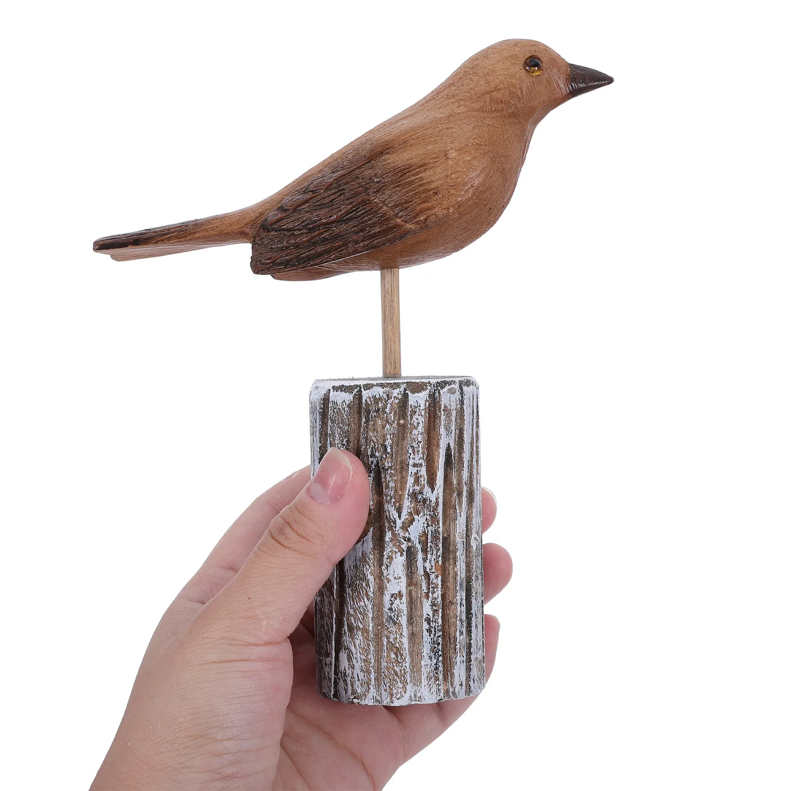 Wooden Seagull Statue Natural Wood Style Sea Bird Desktop Ornament Coastal Ocean Decor Beach House Lake Room