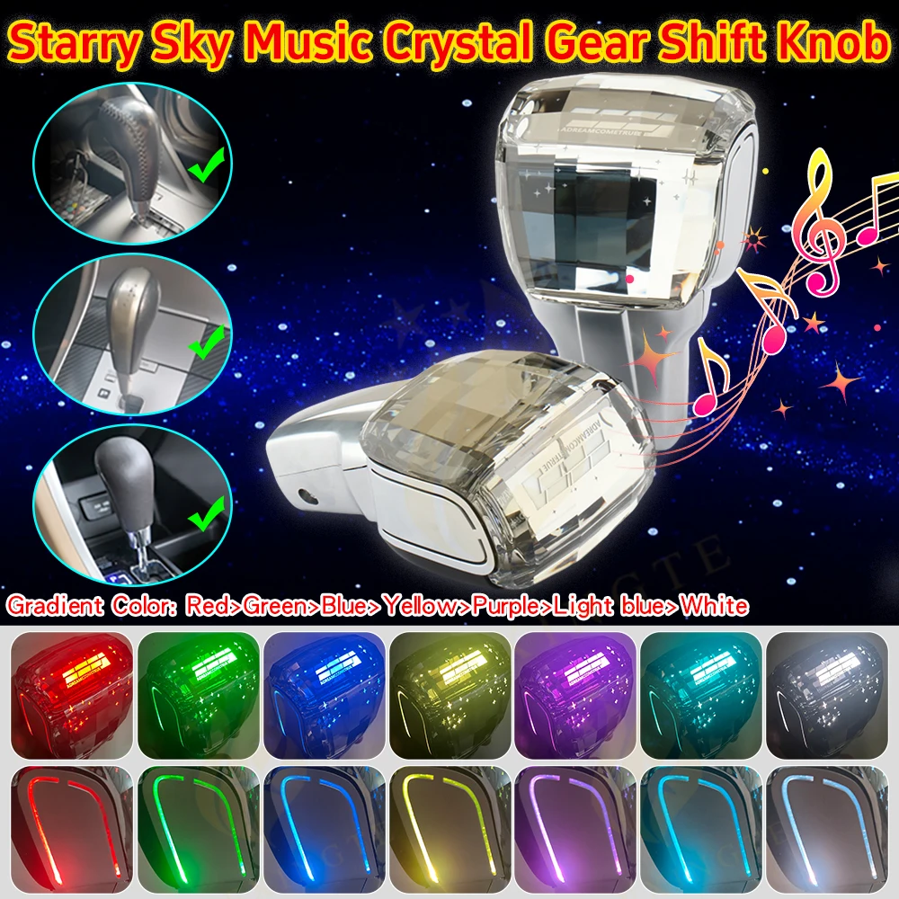 

For Hyundai iX35 Santa Fe Sonata veracruz Music LED crystal gear shift knob Stick Shift Heads shift lever handle Car Accessories