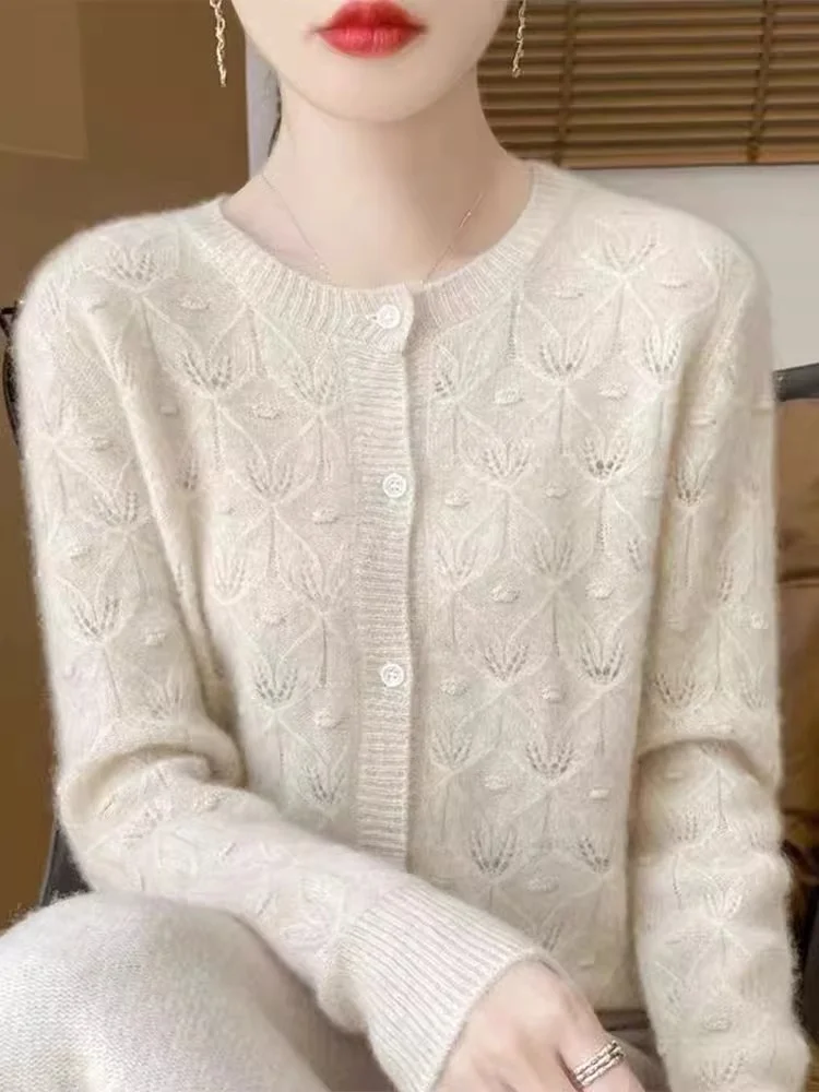 Moda de lã longa sve redonda ne oco bordado design solto emagrecimento 3d puff feminino topo commute sle
