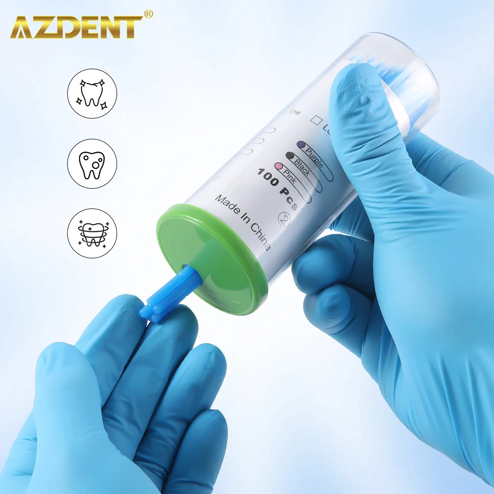 100szt AZDENT Dental Micro Brush Bottle Jednorazowe Microbrushes Aplikatory Końcówki Zęby Czyszczenie jamy ustnej Materiał stomatologiczny Narzędzie