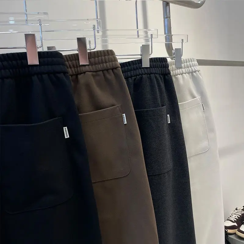 2024 New Autumn Winter plus Size 300 Pou Thiened Fce Men's Casual Pants Loose Straight Wide Leg Trousers