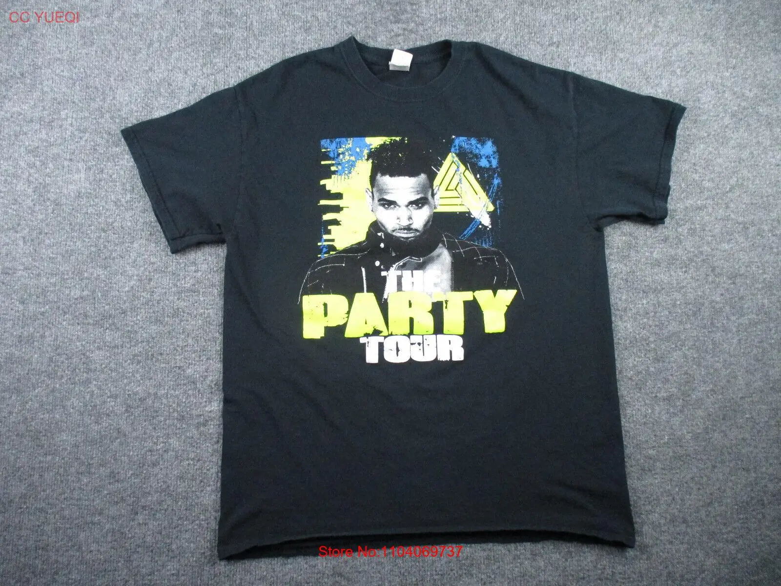 Chris Brown Shirt Adult L Black Short Sleeve The Party Tour 2017 Music Mens