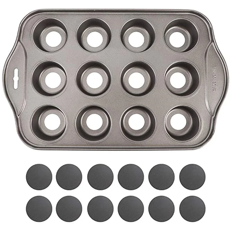 12Cups Non-stick Round Shaped Cheesecake Cup Mini Cake Baking  Pan Removable Bottom Baking Cake Tray Muffin Mold