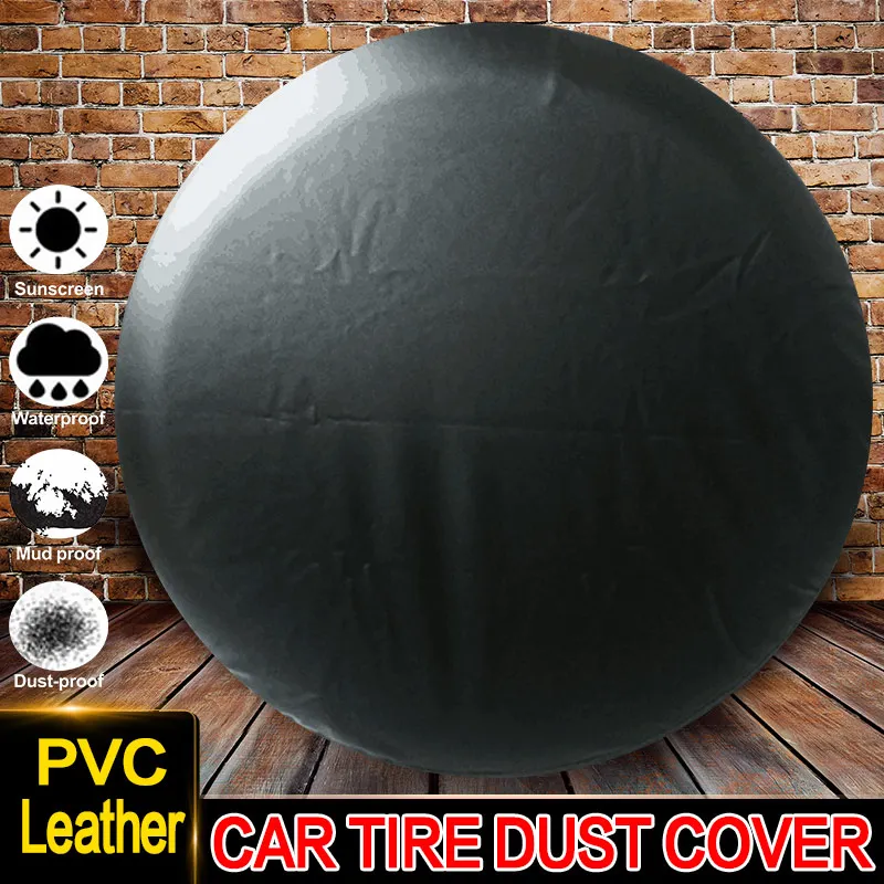 14-17 Inch Car Spare Tire Tyre Cover PVC Leather Spare Wheel Tire Cover Bag Pouch Protector for All Car Part Black Protector