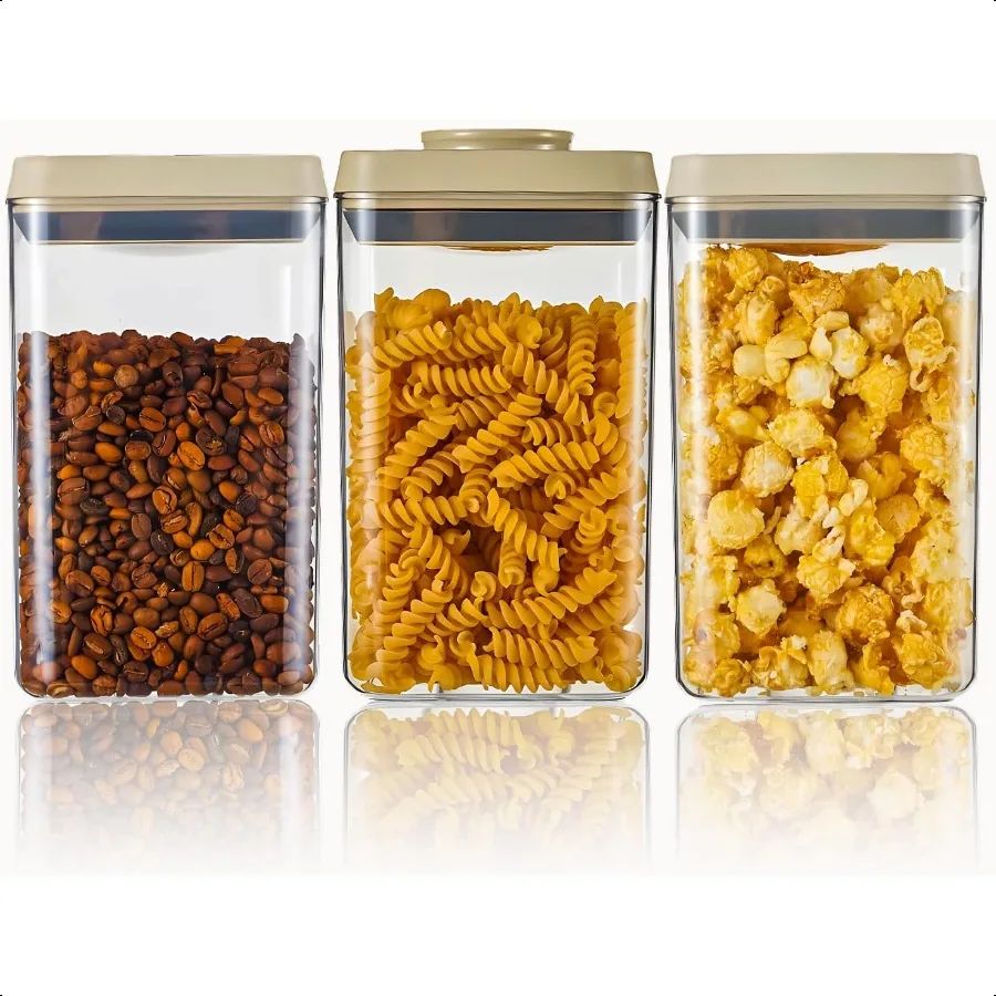 

Герметичные контейнеры для хранения продуктов питания с крышками PopTop, 3 шт., штабелируемые пластиковые канистры для организации кухонной кладовой, Ide без BPA