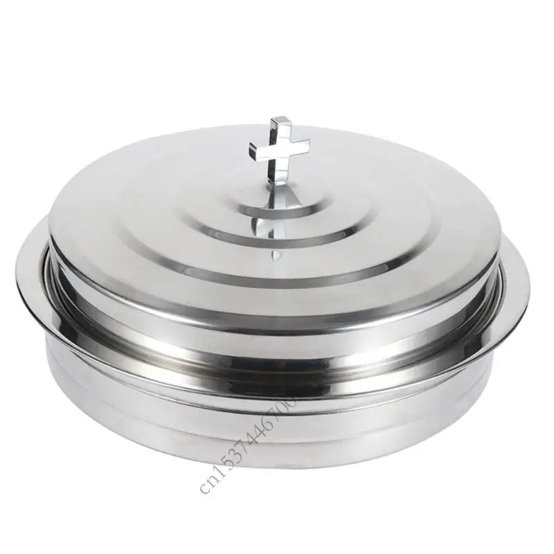 

39 Hole Stainless Steel Communion Bread Serving Tray for Church Ceremonies Includes Lid and Smooth Front P9YB