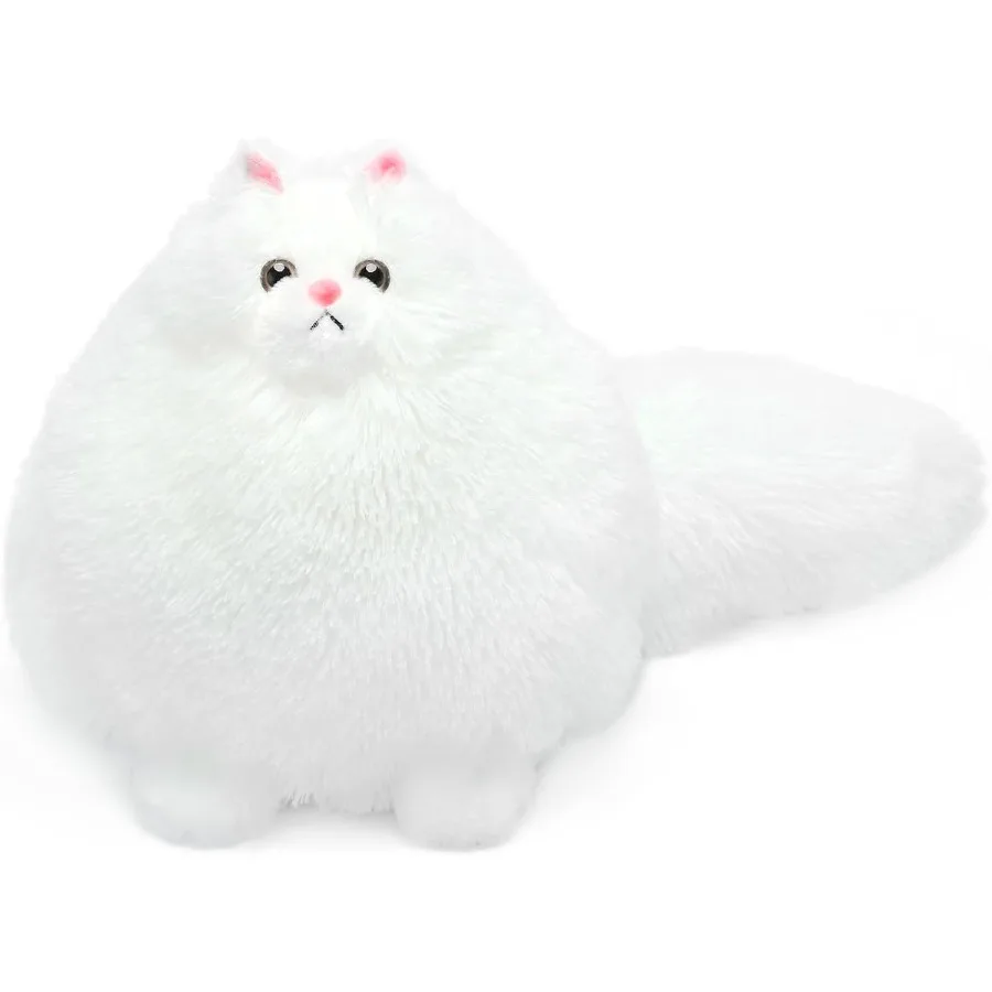 

White 10 Inches Soft Plush Cat Stuffed Animal for Birthday Gift Cute Fat Cat Toy for Boys Girls Ideal Home Decor and Comfort Co