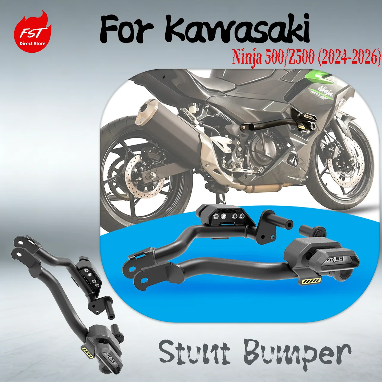 

Engine Guard Crash Bars & Radiator Grille Guard Kit For Kawasaki Ninja 500/Z500 (2024-2026), Sportbike Anti-Fall Bumper