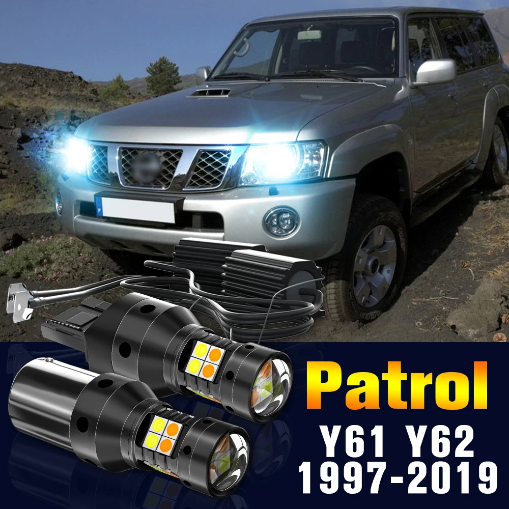 

2pcs LED Dual Mode Turn Signal+Daytime Running Light DRL Lamp For Nissan Patrol Y61 Y62 1997-2019 2009 2010 2011 Accessories