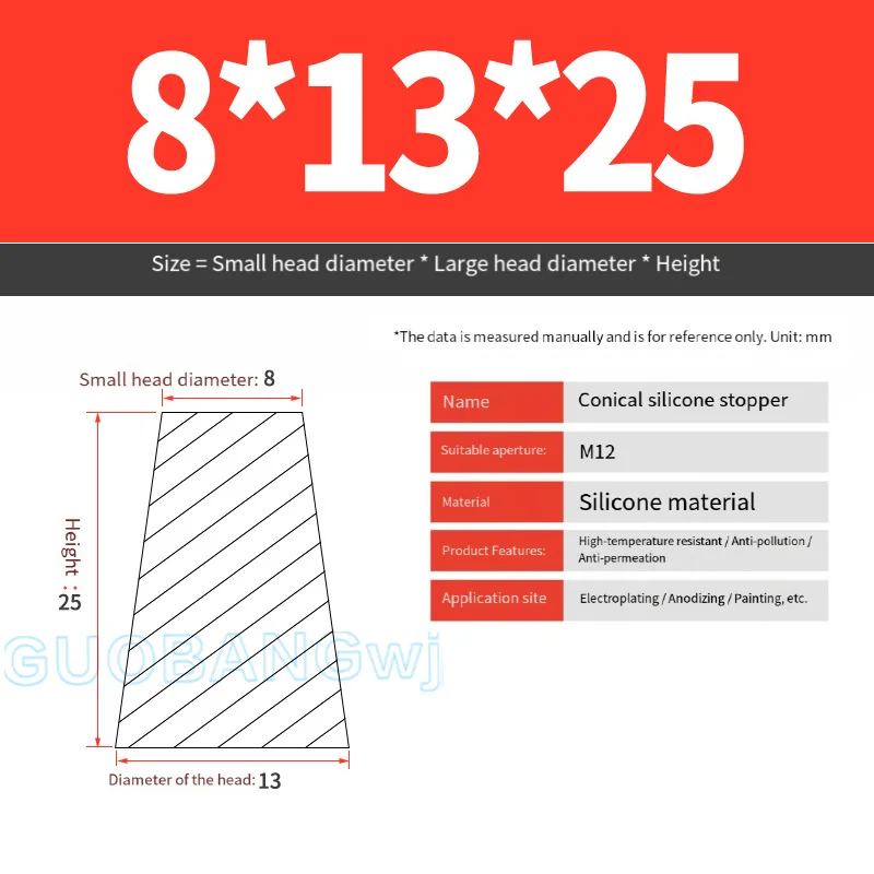 Tapered Silicone Plug High Temp Hole Seal Threaded Nut Oxidized Rubber Spray Coating Sealing Plug Waterproof Dustproof