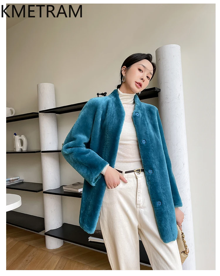 Damska dwustronna kurtka z prawdziwego futra z naturalnej wełny merino i owczej skóry, odwracalna, zimowe ubrania 2025, futrzane kurtki, fourrure