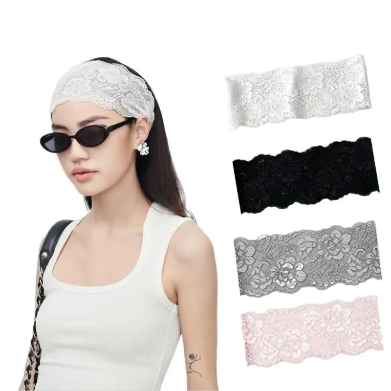 Breites Spitzenblumen-Haarband, weich, dehnbar, in verschiedenen Farben erhältlich, ideal für den täglichen Gebrauch, Yoga, Partys und zum Stylen der Haare. – Detail 12