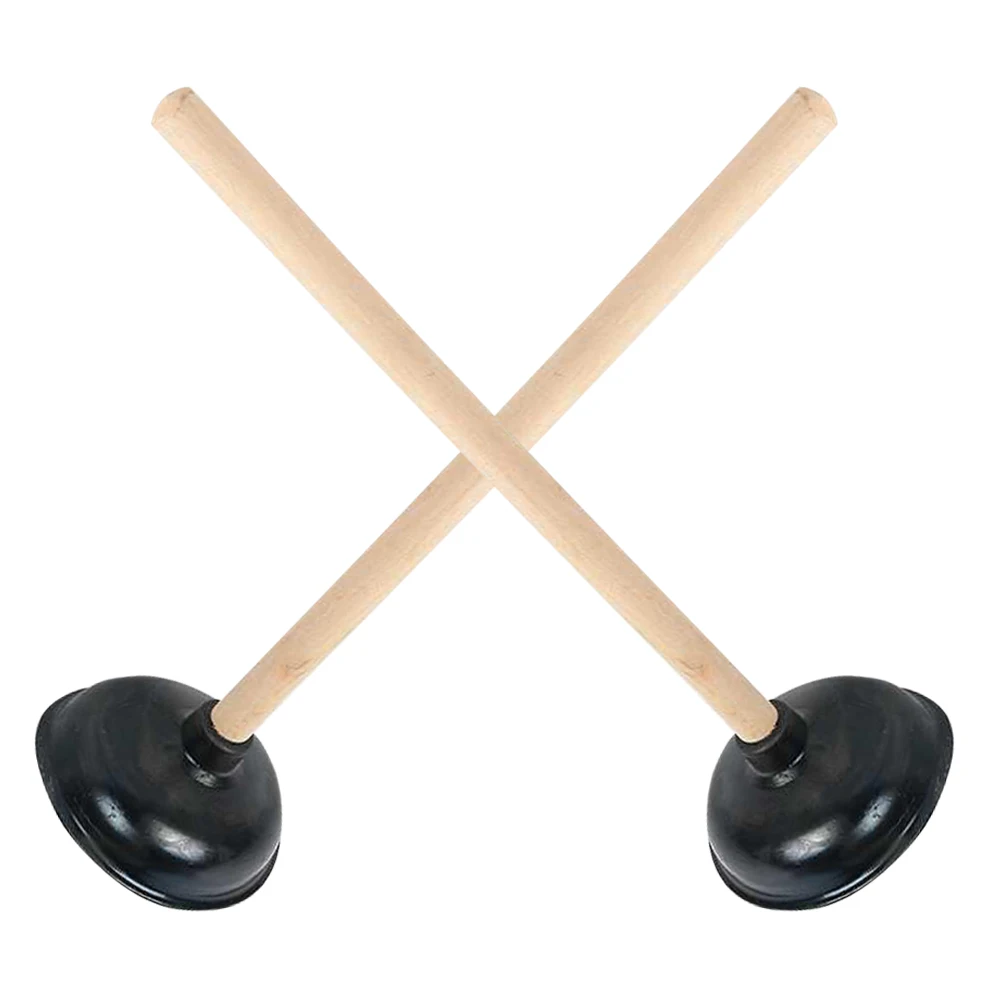 

2pcs Wood Handle Plunger High-class Rubber Unblock Toilet Sewer Simple Bathroom Kitchen Sink Drain Unclogging Suitable