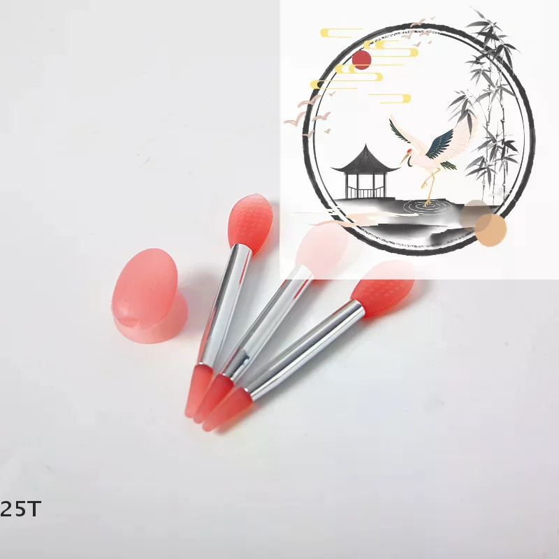 Set di 3 Pennelli in Silicone per Balsamo Labbra con Copertura Antipolvere e Ventosa, Pennelli per Trucco, Pennello per Maschera Labbra con Copertura Antipolvere Antiscivolo