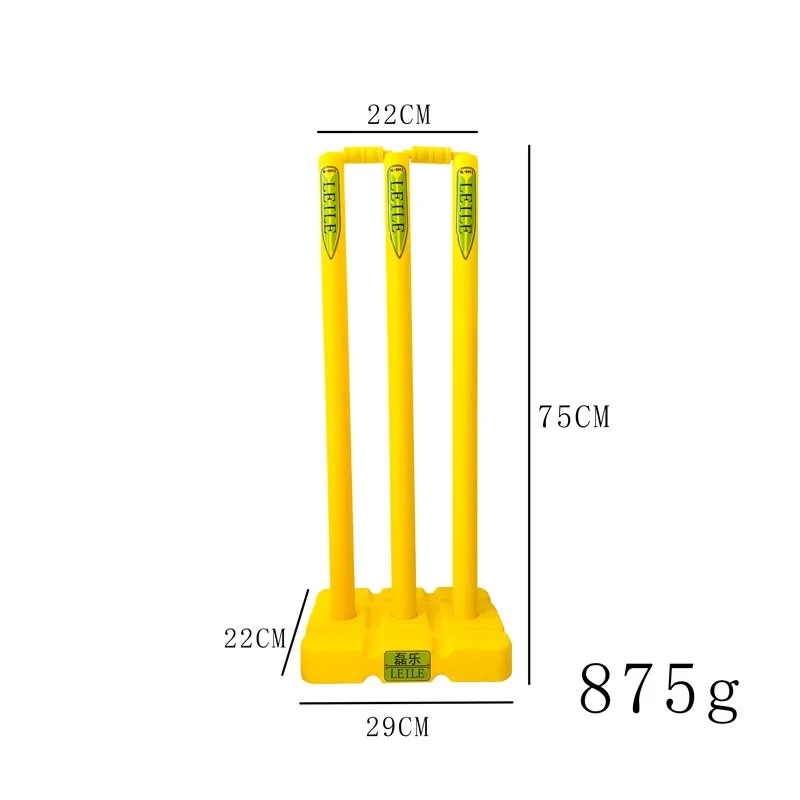 Cricket Stump Plastic Yellow 3Wickets 2Bails 1Base Stumps Set