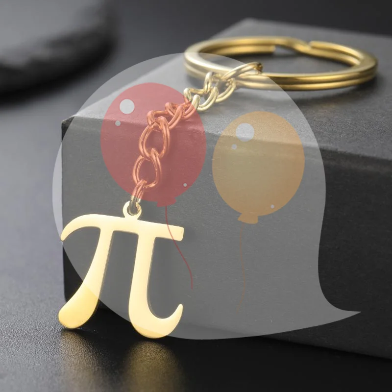 Pi Pattern Pendant Keychain High Quality Stainless Steel Geometric Math Jewelry for Teenagers Birthday Gift