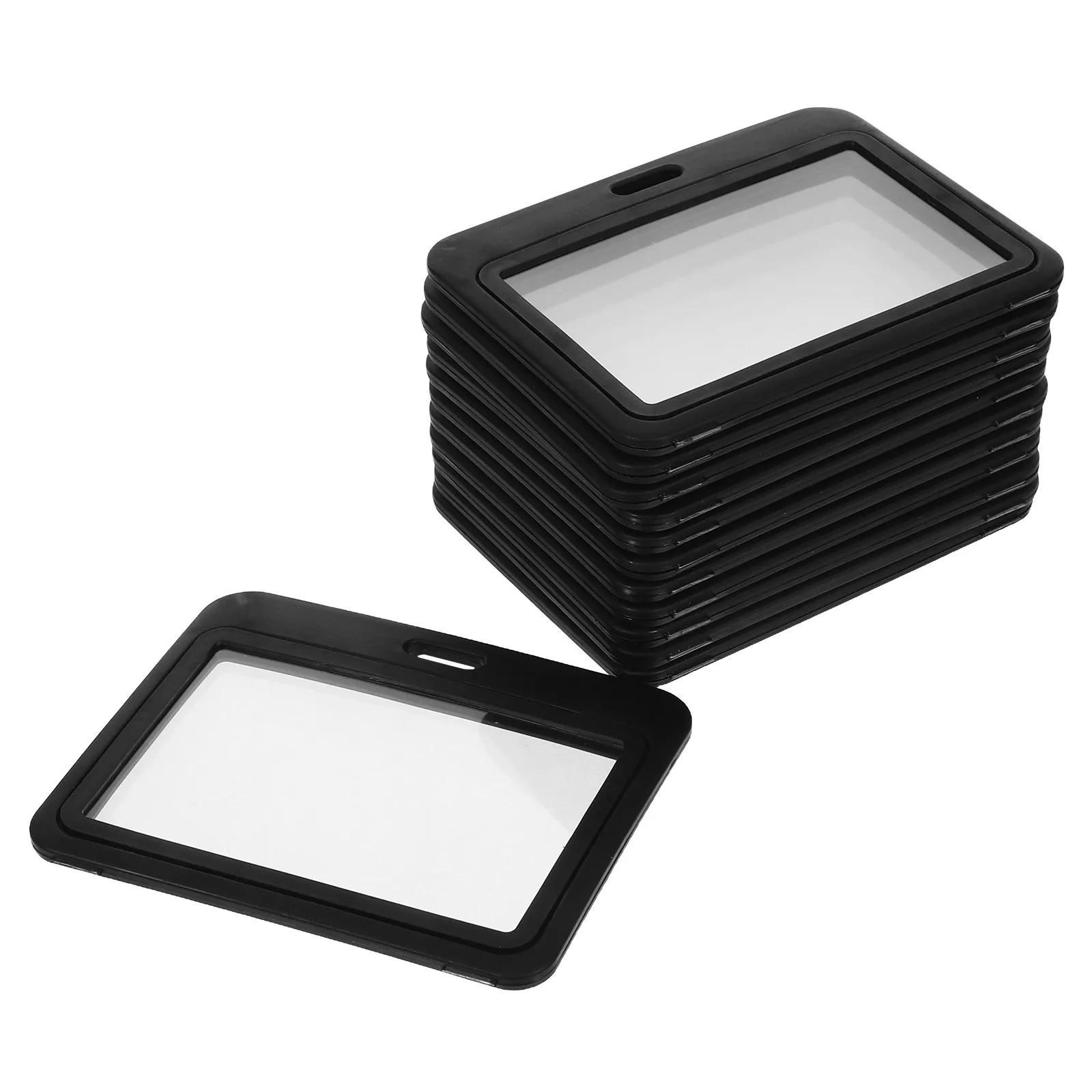 12Pcs Professional Double-Sided Horizontal Badge Holder Flip-Fold Clear Plastic Card Sleeve for Id Access Staff Name Badges