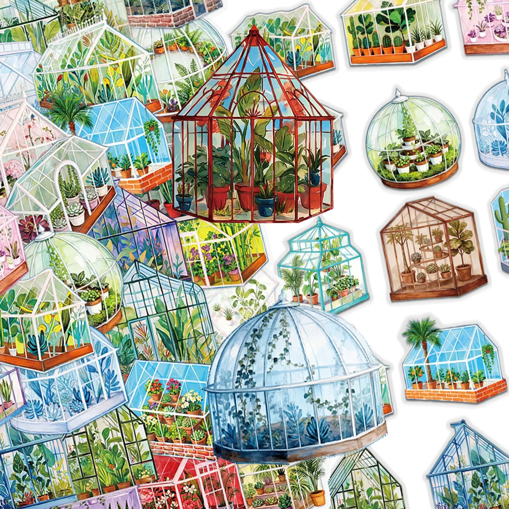 

10/30/50pcs Greenhouse Plant Graffiti Stickers Colorful Flower Cartoon Decal DIY Scrapbook Phone Luggage Transparent Sticker Toy