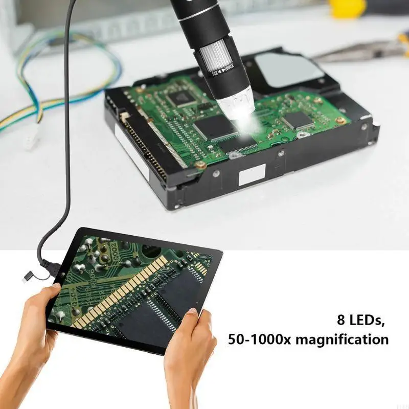H58b Microscope Accessories 3in1 USB Type-C Micro-USB 1000X Microscope 1080p 2mp