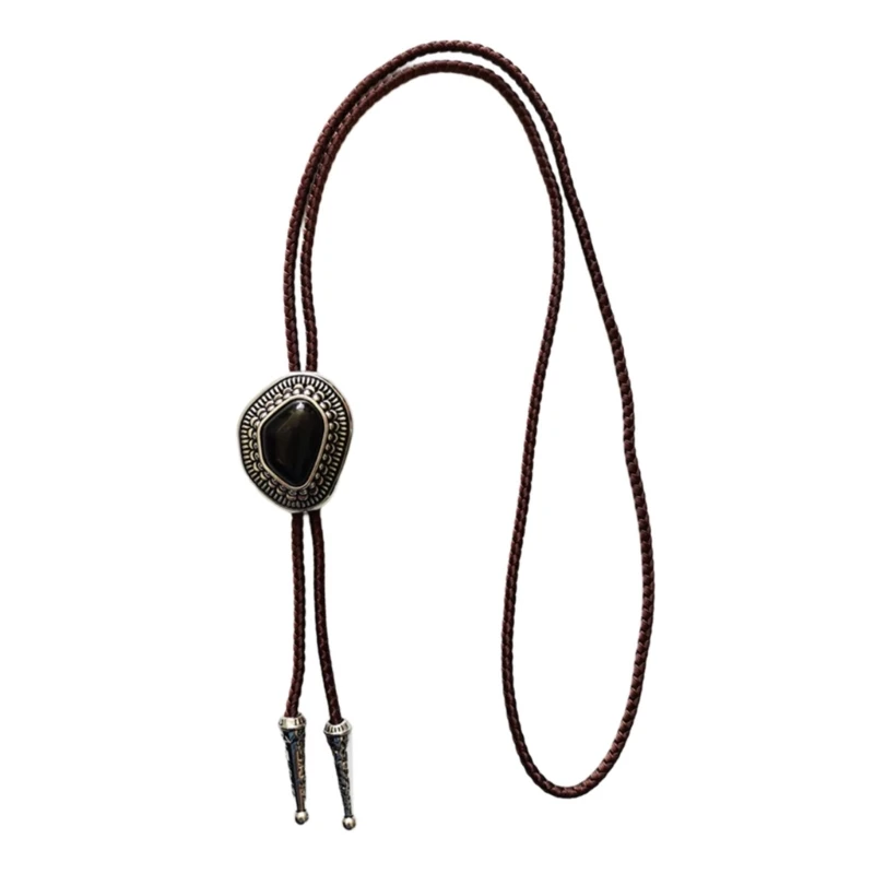 

Distinctive Men's Leather Bolo Tie Men's Leather Rodeos Necktie Garment Accessory for Men and Women Neck Tie