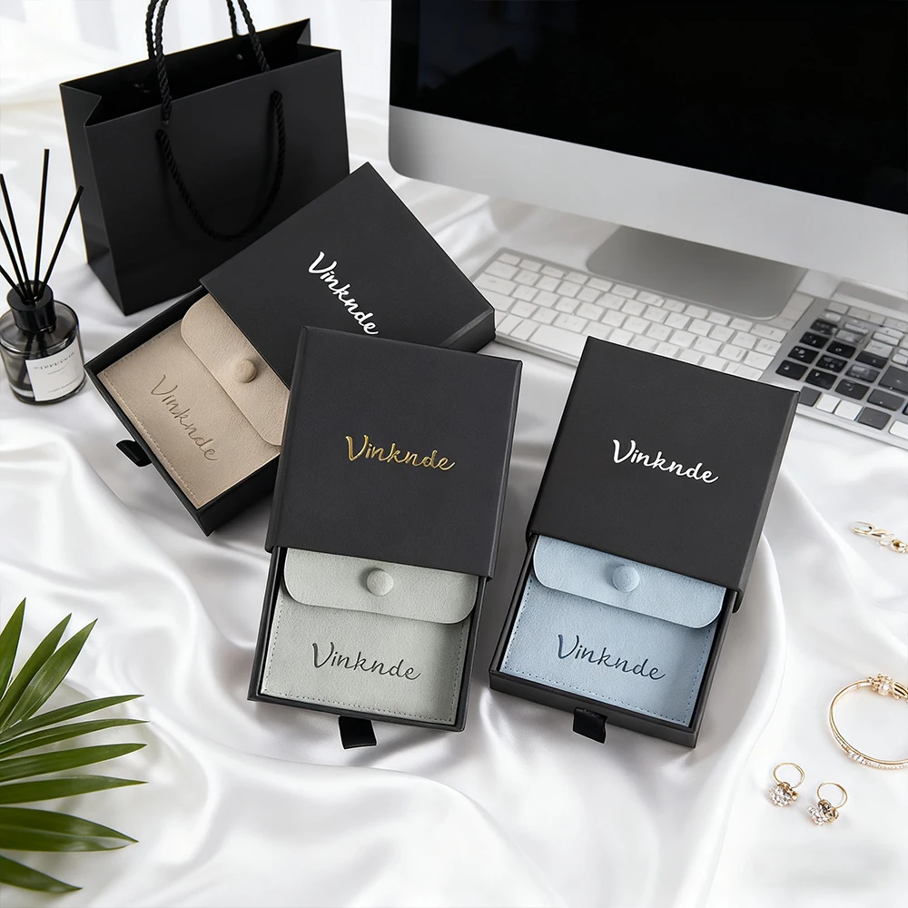 

7x7x2.5cm Cardboard Drawer Sliding Jewelry Packaging Box Valentine's Day Christmas Gift Boxes Necklace Earring Bracelet Ring Bag