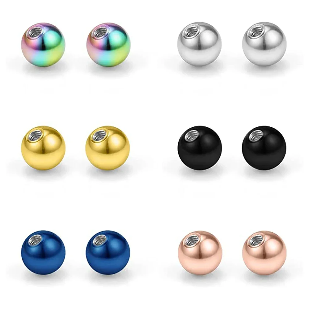 5pcs Stainless Steel Replacement For Lip Studs Labret Earrings Piercing Jewelry Septum Rings Externally Threaded Plastic Balls