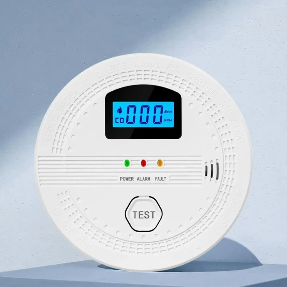 LCD Digital Display 2 in 1 CO Smoke Detector LED Indicator Audible Alarm Fire CO Alarm Smart Battery Powered CO Sensor Home Use