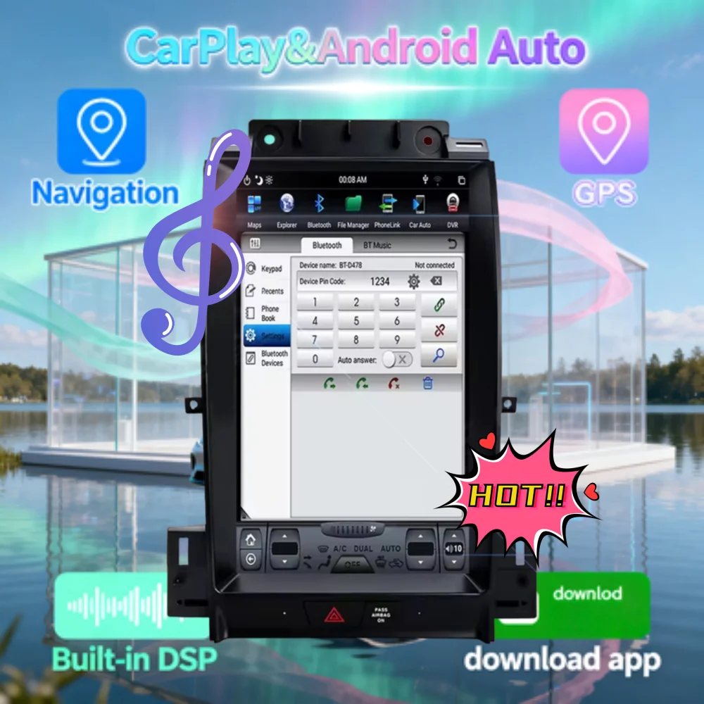 For Ford Taurus 2010-2019 Multimedia Player Wireless CarPlay Android Head Unit GPS Navigation Automotive Stereo Touch Screen DSP