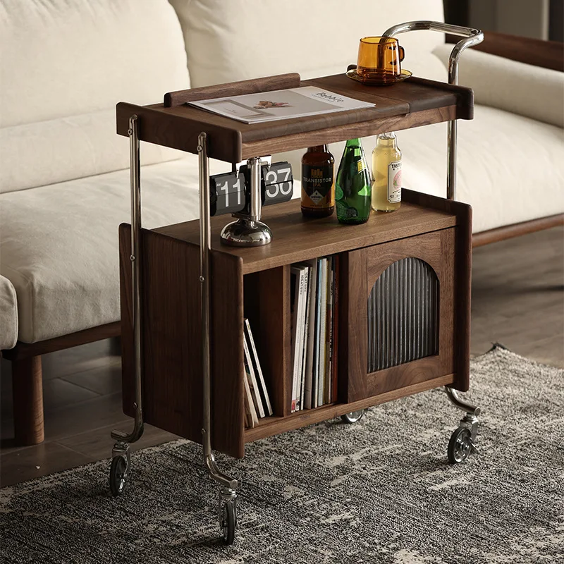 

North America, black walnut, solid wood, side table, removable, living room, sofa, side cabinet, storage