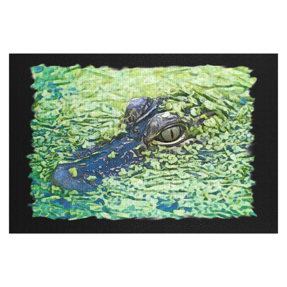 

Baby American Alligator Hiding Jigsaw Puzzle Personalized Wooden Name Customs With Photo Toys For Children Puzzle