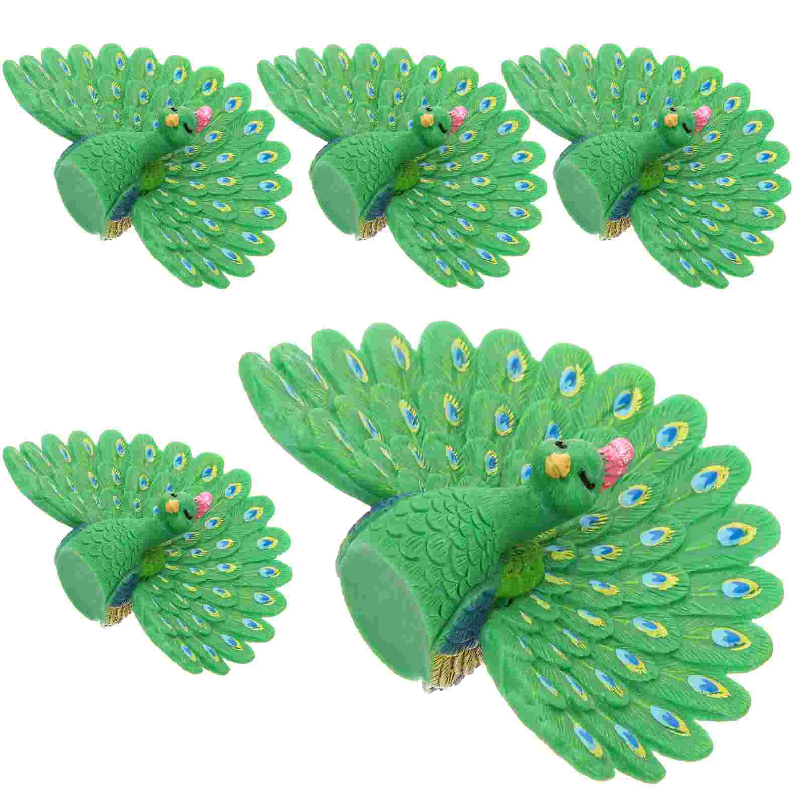

5 Pcs Peacock Trinkets Resin Miniature Flower Pots Ornaments Micro Landscape Decoration Toy